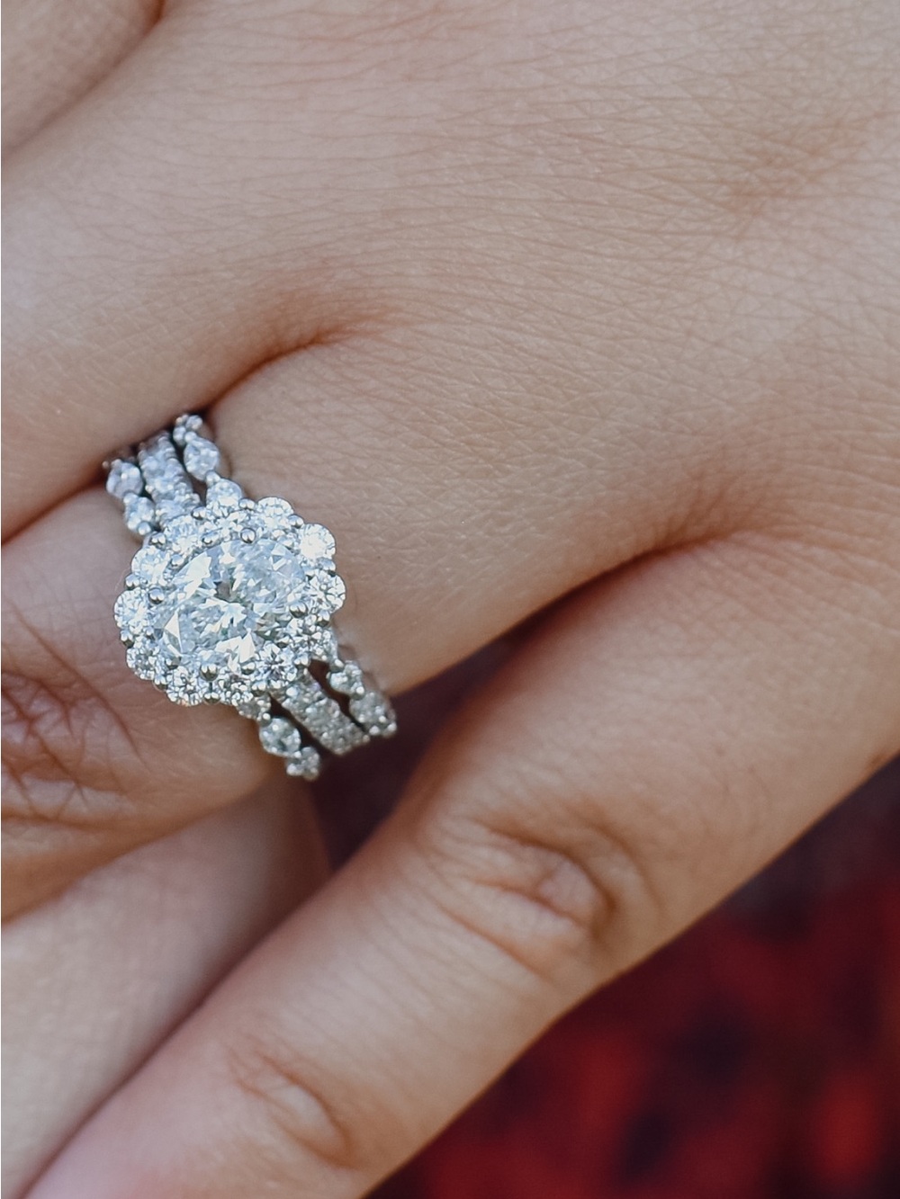 Helzberg Diamonds White Halo Diamond Engagement Ring Set